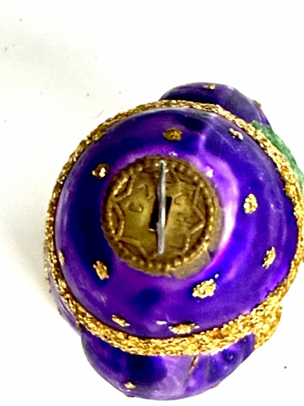 Vtg Shimmering Santa Claus Purple Blown Glass Christmas Ornament Czech Republic